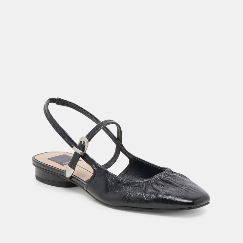 RIANNE FLATS MIDNIGHT CRINKLE PATENT^Dolce Vita Online