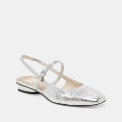 RIANNE FLATS SILVER DISTRESSED LEATHER^Dolce Vita Online