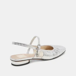 RIANNE FLATS SILVER DISTRESSED LEATHER^Dolce Vita Online
