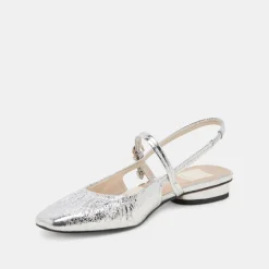 RIANNE FLATS SILVER DISTRESSED LEATHER^Dolce Vita Online