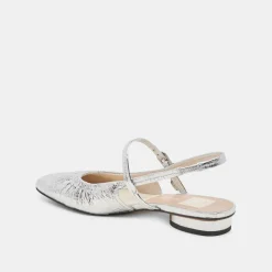 RIANNE FLATS SILVER DISTRESSED LEATHER^Dolce Vita Online