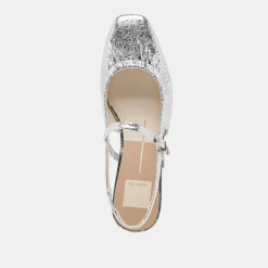 RIANNE FLATS SILVER DISTRESSED LEATHER^Dolce Vita Online