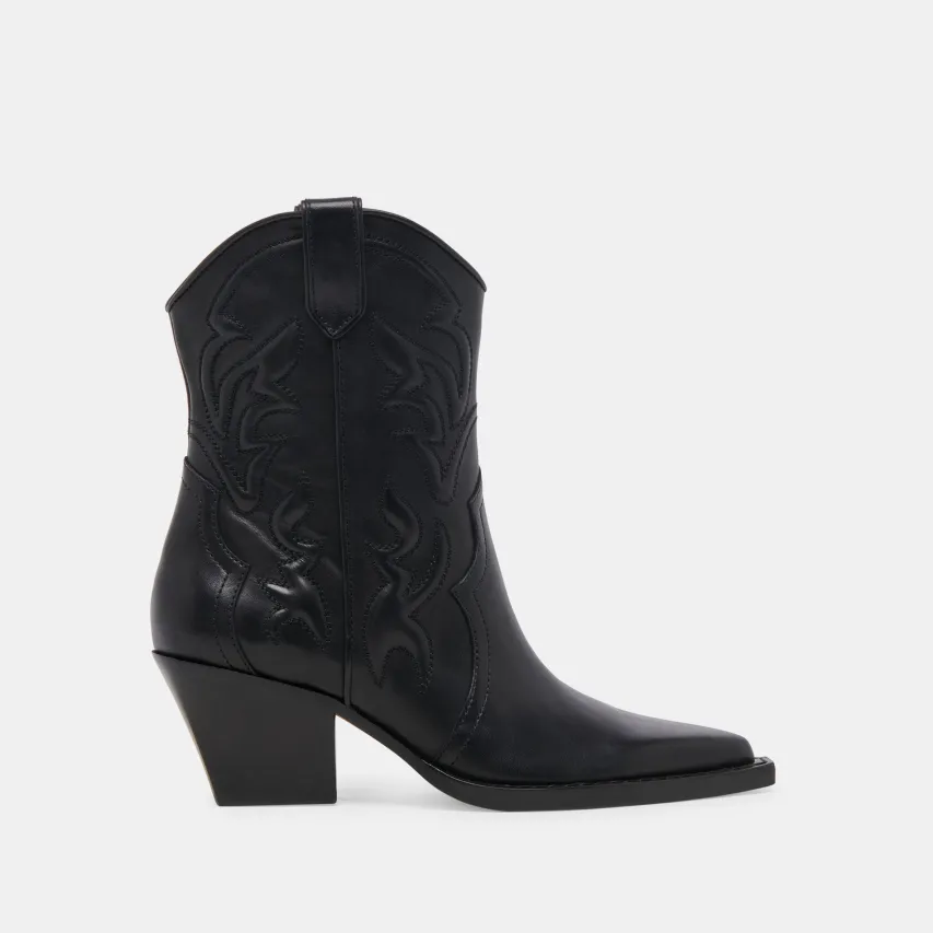 RIMONA WIDE CALF BOOTIES BLACK LEATHER^Dolce Vita Hot