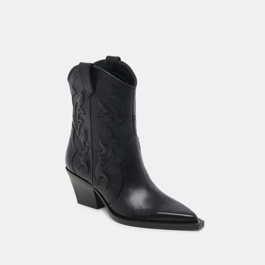 RIMONA WIDE CALF BOOTIES BLACK LEATHER^Dolce Vita Hot