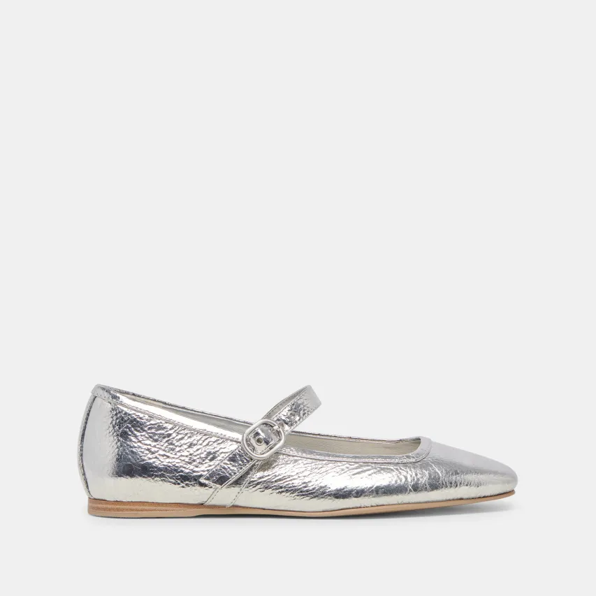 RODNI BALLET FLATS SILVER DISTRESSED LEATHER^Dolce Vita Fashion