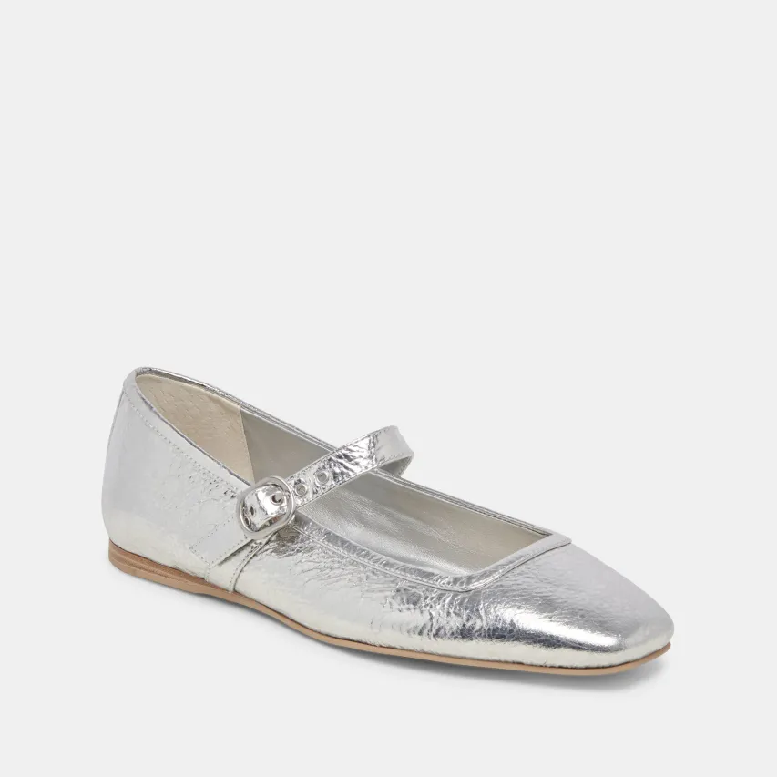 RODNI BALLET FLATS SILVER DISTRESSED LEATHER^Dolce Vita Fashion