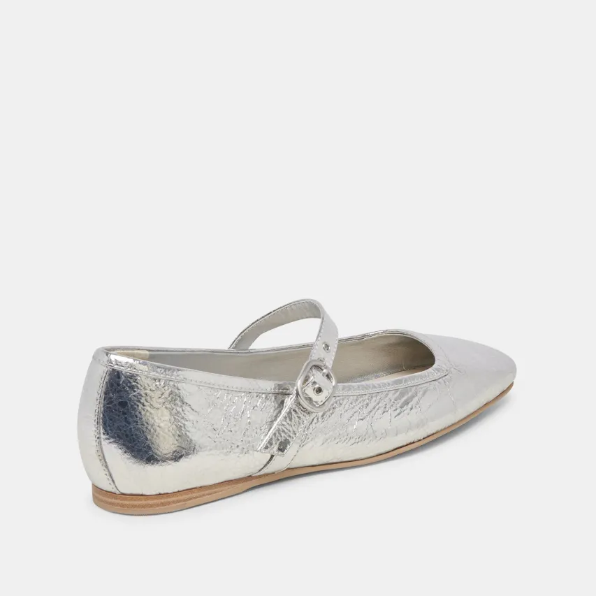 RODNI BALLET FLATS SILVER DISTRESSED LEATHER^Dolce Vita Fashion