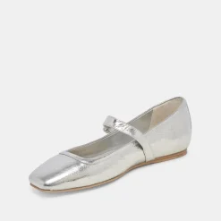 RODNI BALLET FLATS SILVER DISTRESSED LEATHER^Dolce Vita Fashion