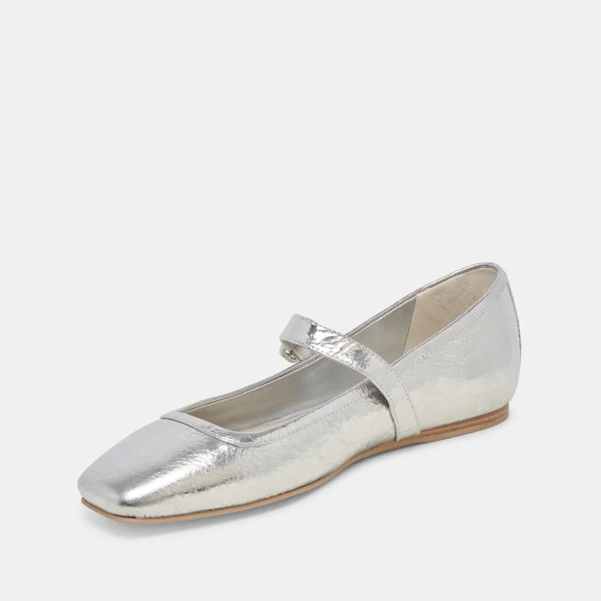RODNI BALLET FLATS SILVER DISTRESSED LEATHER^Dolce Vita Fashion