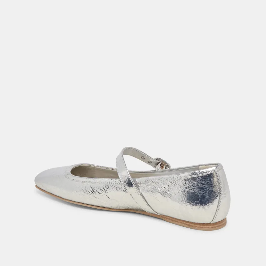 RODNI BALLET FLATS SILVER DISTRESSED LEATHER^Dolce Vita Fashion