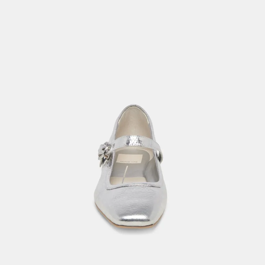 RODNI BALLET FLATS SILVER DISTRESSED LEATHER^Dolce Vita Fashion