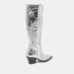 RYATT EXTRA WIDE CALF BOOTS SILVER DISTRESSED LEATHER^Dolce Vita Discount