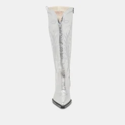 RYATT EXTRA WIDE CALF BOOTS SILVER DISTRESSED LEATHER^Dolce Vita Discount