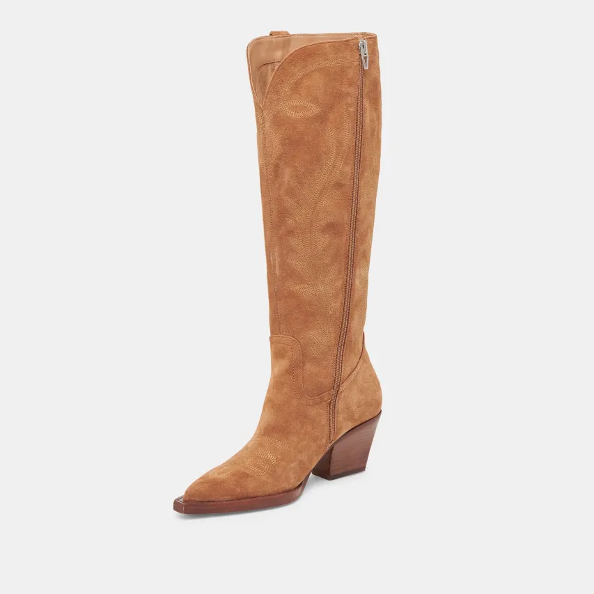 RYATT WIDE CALF BOOTS PECAN SUEDE^Dolce Vita Fashion