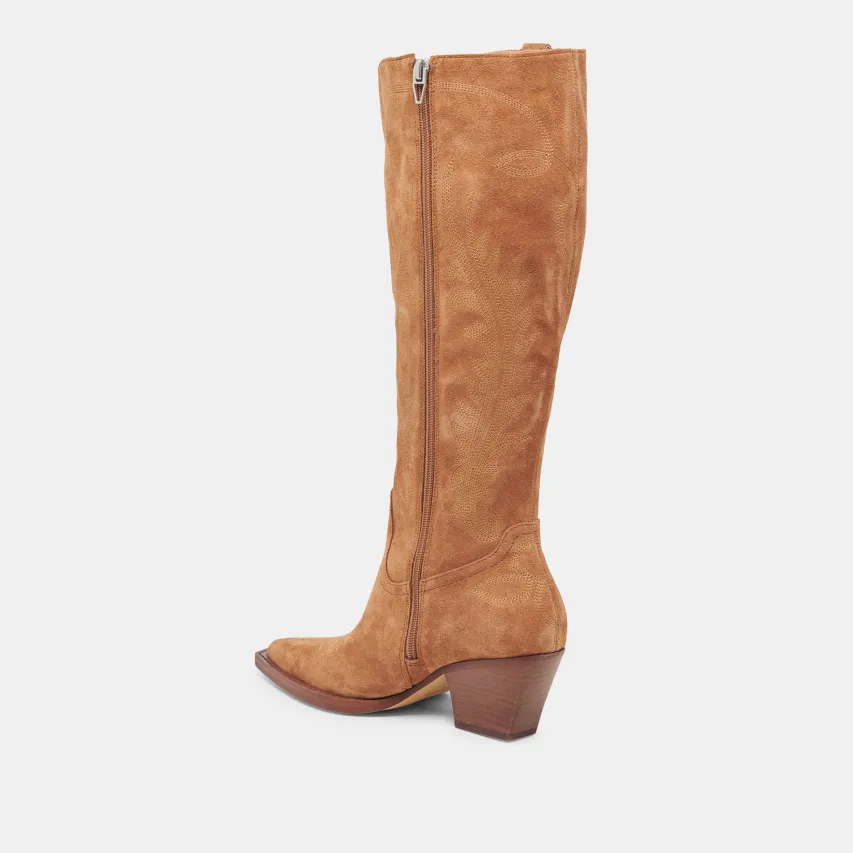 RYATT WIDE CALF BOOTS PECAN SUEDE^Dolce Vita Fashion