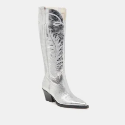 RYATT WIDE CALF BOOTS SILVER DISTRESSED LEATHER^Dolce Vita Online