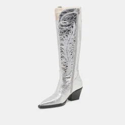 RYATT WIDE CALF BOOTS SILVER DISTRESSED LEATHER^Dolce Vita Online