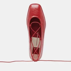 RYDER BALLET FLATS RED CRINKLE PATENT^Dolce Vita Clearance