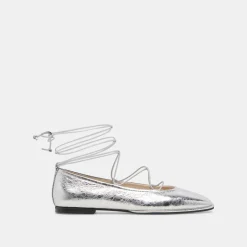RYDER BALLET FLATS SILVER DISTRESSED LEATHER^Dolce Vita Outlet