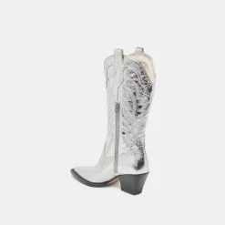 RYLAND BOOTS SILVER DISTRESSED LEATHER^Dolce Vita Fashion
