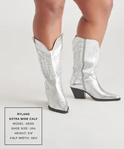 RYLAND EXTRA WIDE CALF BOOTS SILVER DISTRESSED LEATHER^Dolce Vita Fashion