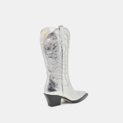 RYLAND EXTRA WIDE CALF BOOTS SILVER DISTRESSED LEATHER^Dolce Vita Fashion