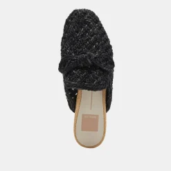 SABOR FLATS ONYX RAFFIA^Dolce Vita Online