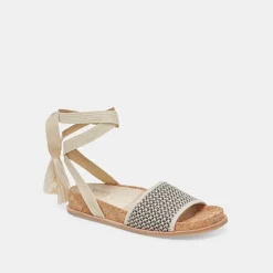 SALACY SANDALS BLACK NATURAL RAFFIA^Dolce Vita New