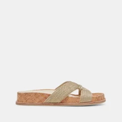 SELDA WIDE SANDALS GOLD RAFFIA^Dolce Vita Fashion