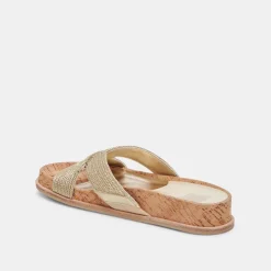 SELDA WIDE SANDALS GOLD RAFFIA^Dolce Vita Fashion