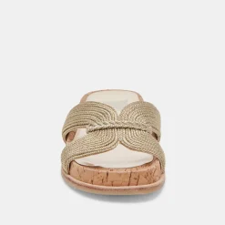 SELDA WIDE SANDALS GOLD RAFFIA^Dolce Vita Fashion