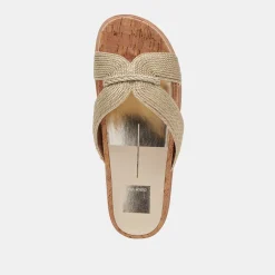 SELDA WIDE SANDALS GOLD RAFFIA^Dolce Vita Fashion