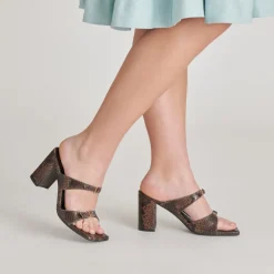 SHANE HEELS DK BROWN SNAKE EMBOSSED^Dolce Vita Sale