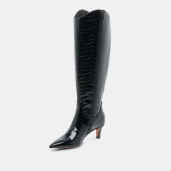 SHILAH WIDE CALF BOOTS NOIR EMBOSSED LEATHER^Dolce Vita Outlet