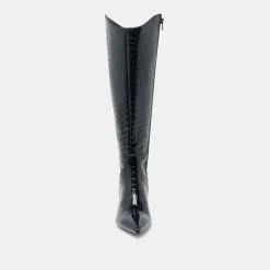 SHILAH WIDE CALF BOOTS NOIR EMBOSSED LEATHER^Dolce Vita Outlet