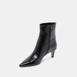 SONDRA BOOTIES NOIR EMBOSSED LEATHER^Dolce Vita Clearance