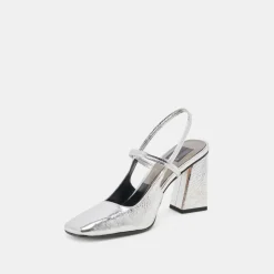 SOYER HEELS SILVER DISTRESSED LEATHER^Dolce Vita Clearance