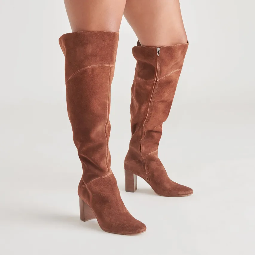 SURY WIDE CALF BOOTS DARK SADDLE SUEDE^Dolce Vita Best
