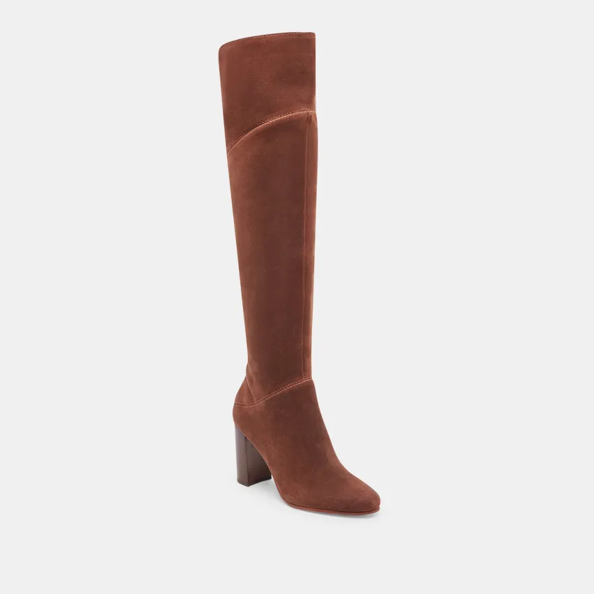 SURY WIDE CALF BOOTS DARK SADDLE SUEDE^Dolce Vita Best