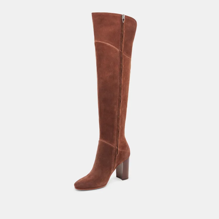 SURY WIDE CALF BOOTS DARK SADDLE SUEDE^Dolce Vita Best