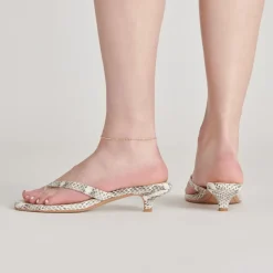 TASIAH SANDALS GREY WHITE EMBOSSED LEATHER^Dolce Vita Hot