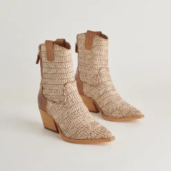 TEXIN BOOTIES BROWN MULTI RAFFIA^Dolce Vita New