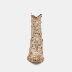 TEXIN BOOTIES BROWN MULTI RAFFIA^Dolce Vita New