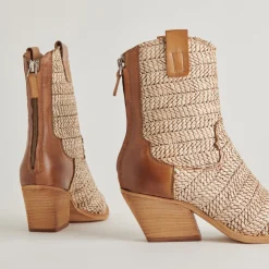 TEXIN BOOTIES BROWN MULTI RAFFIA^Dolce Vita New