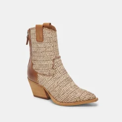 TEXIN BOOTIES BROWN MULTI RAFFIA^Dolce Vita New