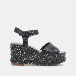 TIAGO WEDGES BLACK RAFFIA^Dolce Vita Online