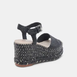 TIAGO WEDGES BLACK RAFFIA^Dolce Vita Online