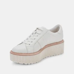 TIGER SNEAKERS WHITE LEATHER^Dolce Vita New