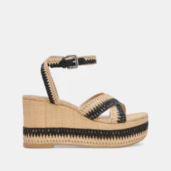 TULANE WEDGES BLACK NATURAL RAFFIA^Dolce Vita Best
