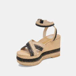 TULANE WEDGES BLACK NATURAL RAFFIA^Dolce Vita Best
